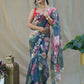 Vamsee Sarangi Blue Organza Saree - Swadesiicart