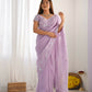 Vamsee Onam Lavender Crushed Fandy Tissue Silk Saree - Swadesiicart