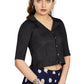 Aastha Fashion Women's Women's Black Art Silk Button Readymade Blouse