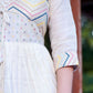Aayaa Designer Multi Thread Hand Work Khadi Cotton One Piece Dress - Off White