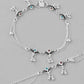 VOJ Set of 2 Designer Mutli Color Stone Studded Anklet - Swadesiicart