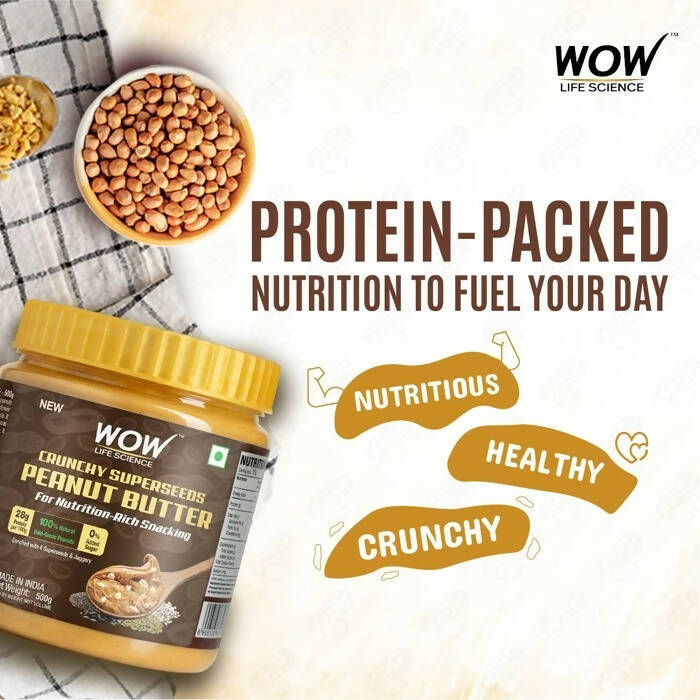 Wow Life Science Crunchy Superseeds Peanut Butter - Swadesiicart