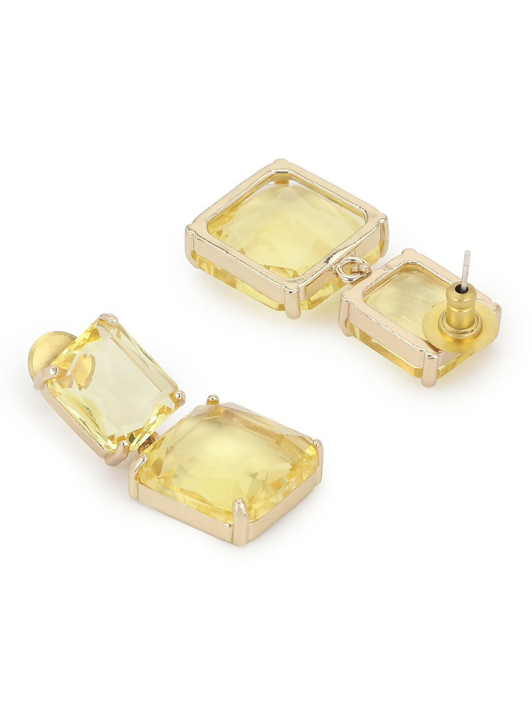 Yellow Duet Stone Earrings- Ruby Raang | Swadesiicart