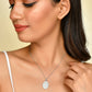 VOJ Women Beads Stainless Steel Sliver-Plated Chain with Oval-Shape Pendant - VOJ (Valley Of Jewellery)