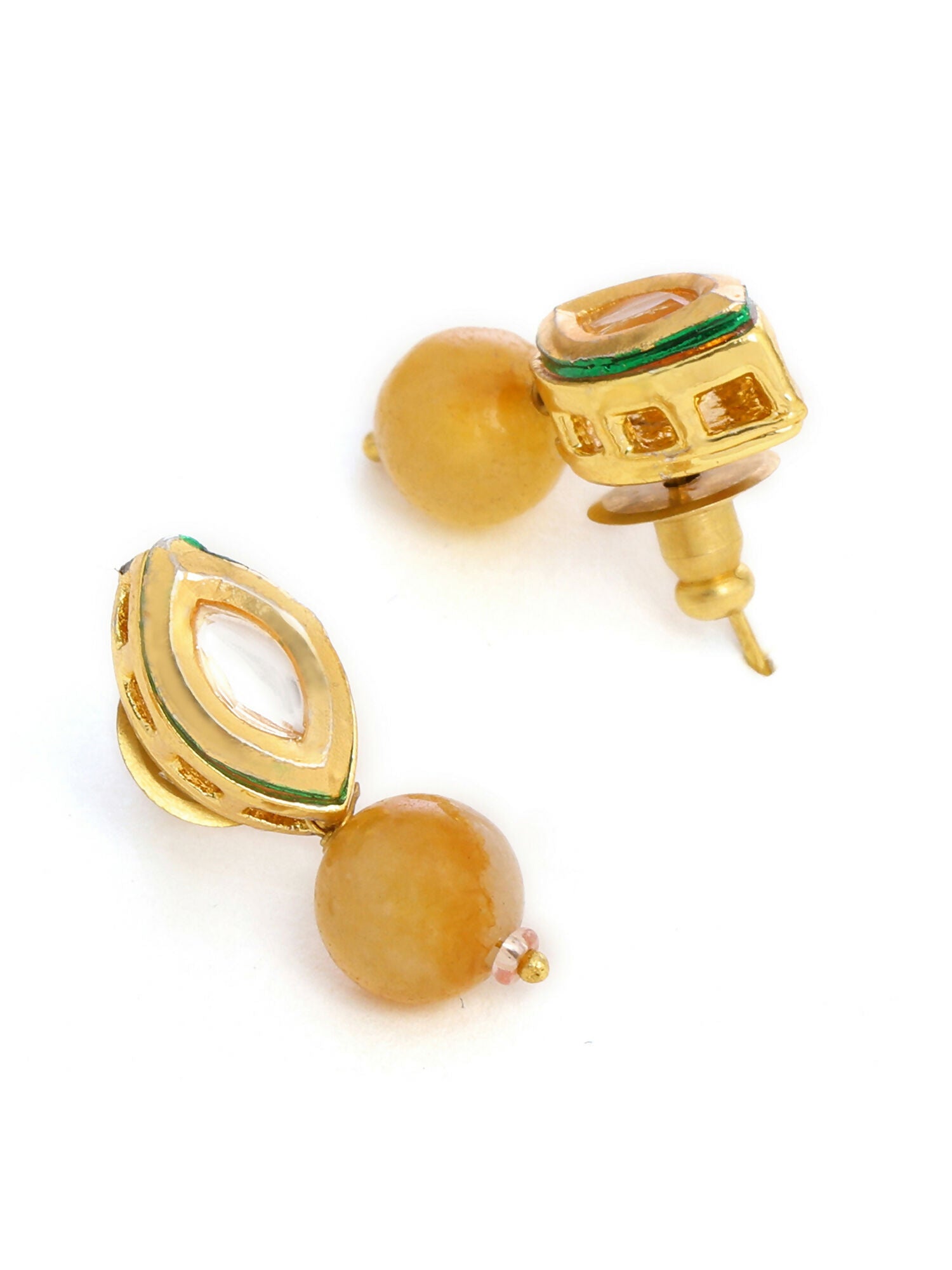 Ruby Raang Yellow Kundan Studs | Swadesiicart
