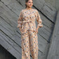 Women's Partywear Designer Cream & Multi Muslin co-ord set - Stylishta - Swadesiicart