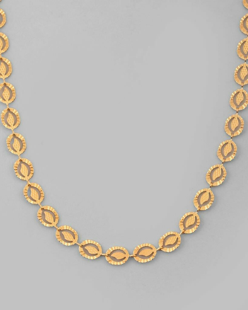 VOJ Women Gold-Polished Self Designed Oval Shaped Chain | Swadesiicart