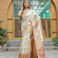 Vamsee Madhavi White Soft Silk Saree - Swadesiicart