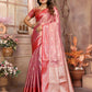 Anaita Peach Tissue Silk With Zari Weaving Saree With Blouse
