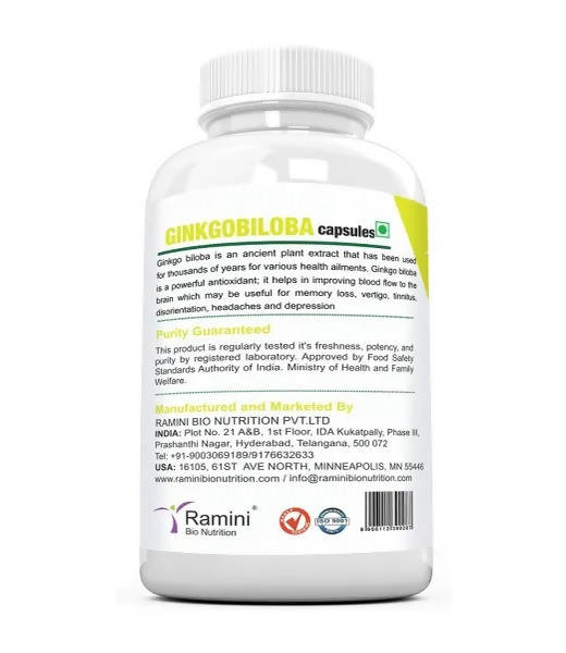 Ramini Bio Nutrition Ginkgo Biloba 500mg Veg Capsules - Swadesiicart