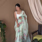 Vamsee Khadi Khatali Green Khadi Organza Saree - Swadesiicart