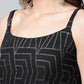 Ahalyaa Women Black Net Glitter Print Short Kurti With Sharara Dupatta Set | Swadesiicart