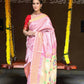 Very Much Indian Silk Handloom Maharani Paithani In Rich Pearl Pink With Silver Zari Brocade | Swadesiicart