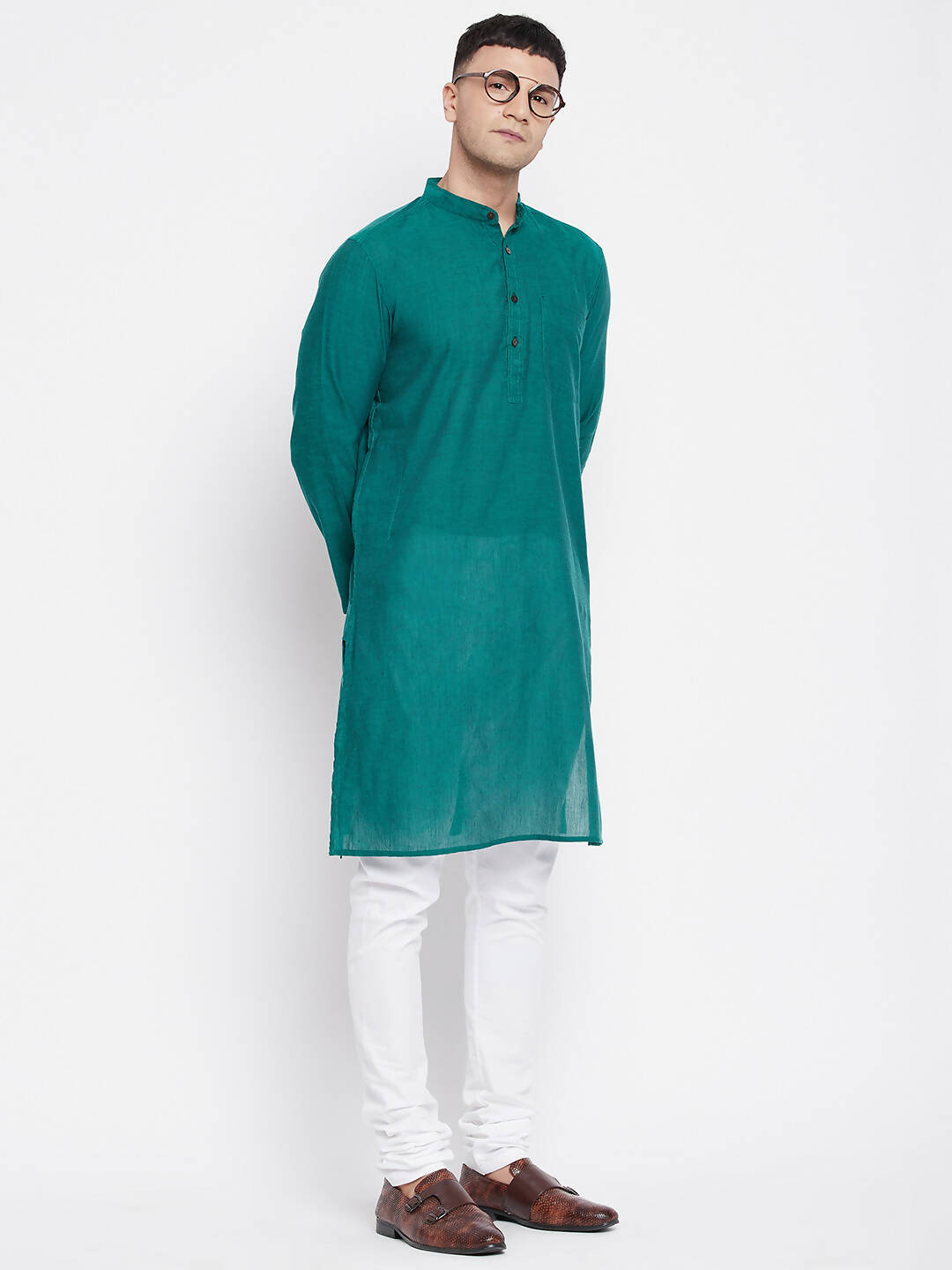 Even Apparels Green Rayon Men's Kurta With Band Collar | Swadesiicart