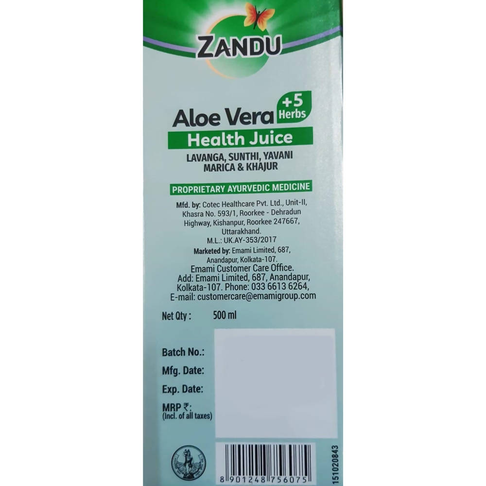 Zandu Aloe Vera And 5 Herbs Health Juice - Swadesiicart