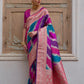 Vishnu Weaves Women's Pink Banarasi Silk Zari Woven Saree with Blouse - Swadesiicart