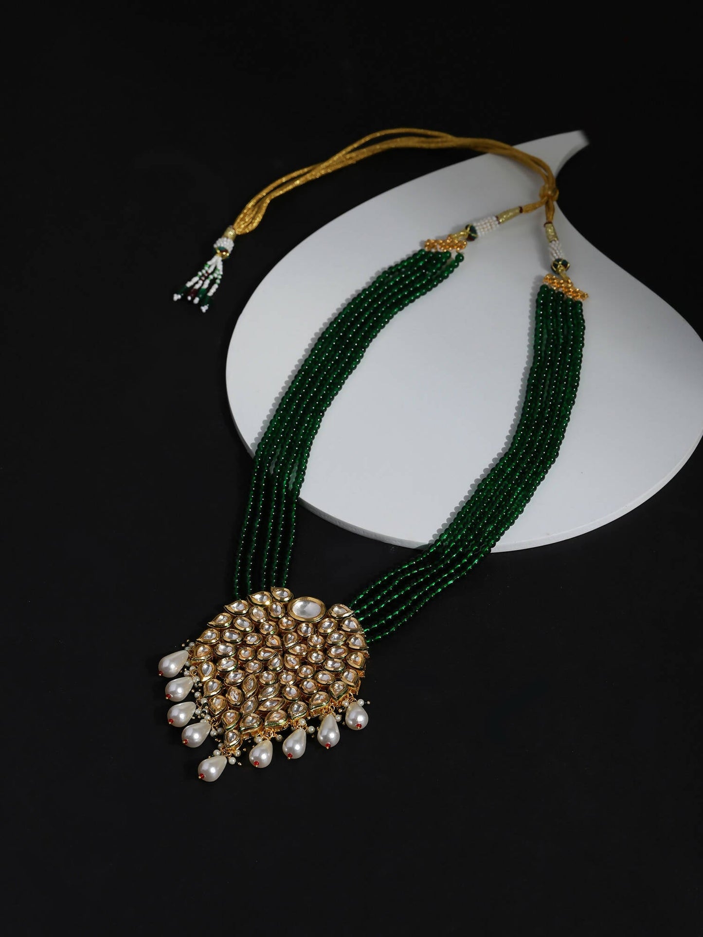 Gold-Toned Green Brass Gold-Polished Necklace - Ruby Raang | Swadesiicart