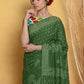 Very Much Indian Handblock Printed Cotton Saree With Natural Dyes - Green | Swadesiicart