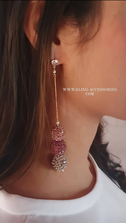 Bling Accessories Rhinestone Ball Long Earring | Swadesiicart