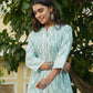 Juniper Women's Skyblue Cambric Placement Floral Printed Tunic | Swadesiicart