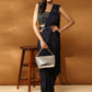 Navy Blue Imported Fabric Plain Ready to wear Saree with stitched Blouse - Vrinda | Swadesiicart