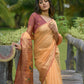 Vishnu Weaves Women's Orange Cotton Silk Zari Woven Saree with Blouse - Swadesiicart