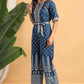 Juniper Women Indigo Rayon Printed Straight Jumpsuit - Swadesiicart