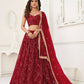 Aastha Fashion Maroon Butterfly Net Tone To Tone Thread Work, Sequence Work And Original Mirror Work Embroidery Wedding Wear Lehenga Choli