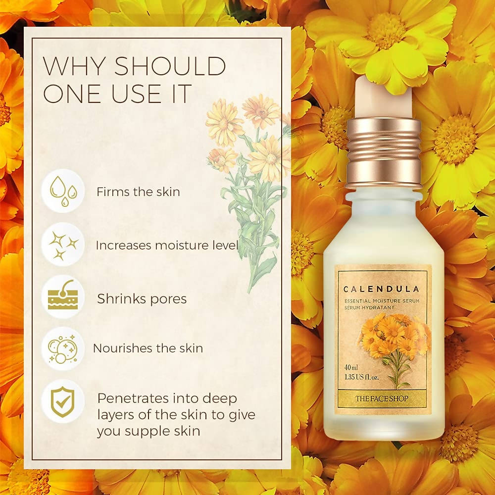 The Face Shop Calendula Essential Moisture Serum - Korean Skincare | Swadesiicart