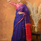 Very Much Indian Handloom Pure Cotton Silk Saree With Sleek Golden Border - Indigo Blue | Swadesiicart