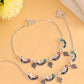 VOJ Set of 2 Silver Plated Stainless Steel Multi Color Anklet - Swadesiicart