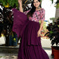 Jyoti Fashion Women's Wine Printed with Sequins Faux Blooming Anarkali Dress | Swadesiicart