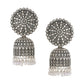 NVR Women Silver Toned Dome Shaped Jhumkas Earrings | Swadesiicart