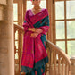 Vishnu Weaves Women's Blue Banarasi Silk Kalamkari Zari Woven Saree with Blouse - Swadesiicart