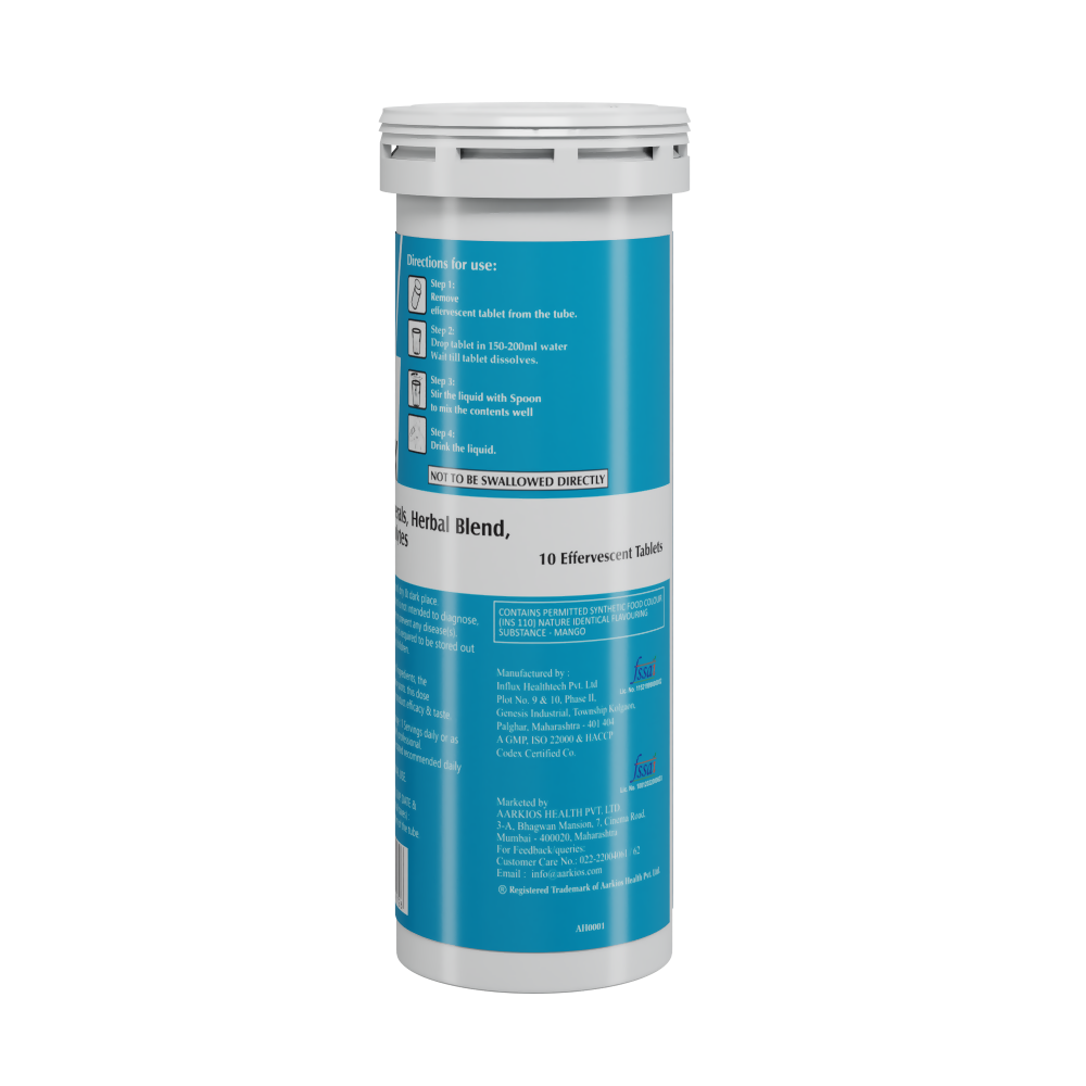 HealthAid Vegan B Complex with Multivitamins & Electrolytes Mango Flavour Effervescent Tablets - Swadesiicart
