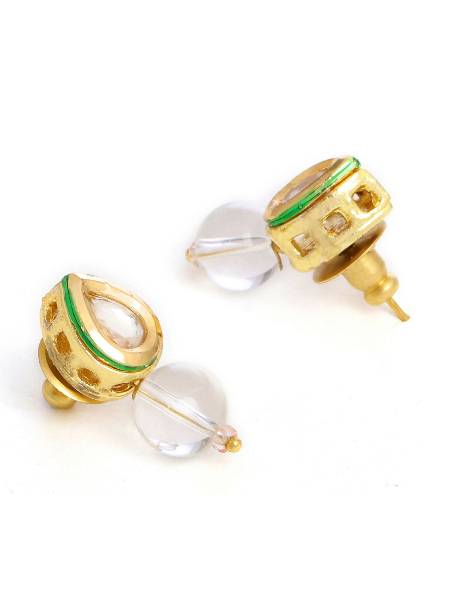 Ruby Raang White Clear Quartz Kundan Studs | Swadesiicart