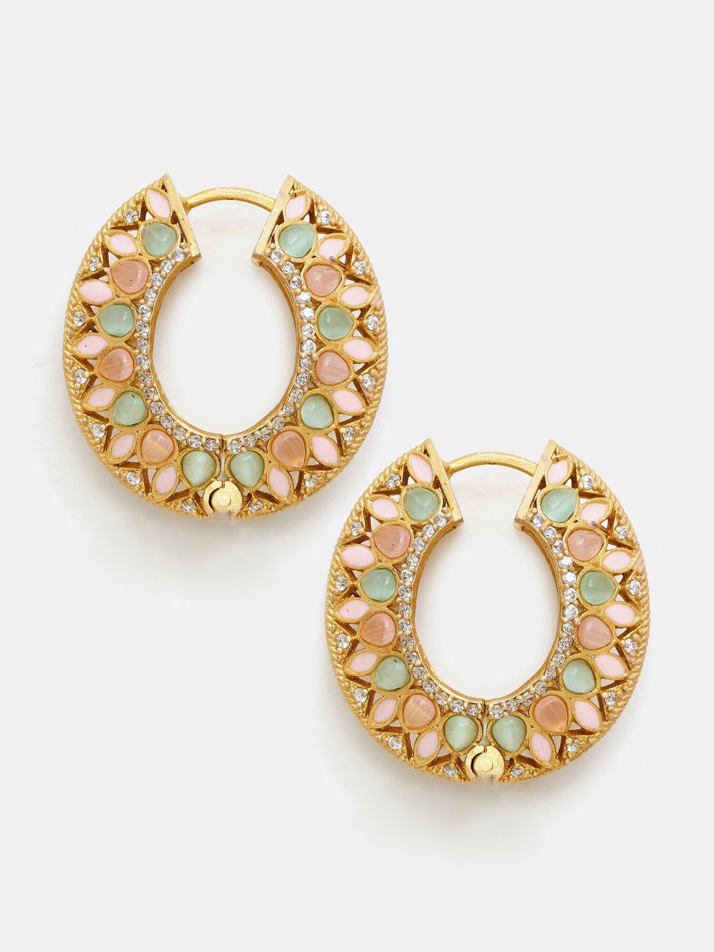 Ruby Raang Gold Polished Multi-Color Kundan Loops | Swadesiicart