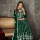 Jyoti Fashion Women's Green Net Embroidered Anarkali Kurta Pant Set With Dupatta | Swadesiicart