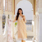 Vaasva Women Peach Linen Printed Kurta, Pant & Dupatta set | Swadesiicart