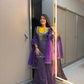 Anaita Purple Roman Shimmer Readymade Kurti Set with Handwork & Moti Work