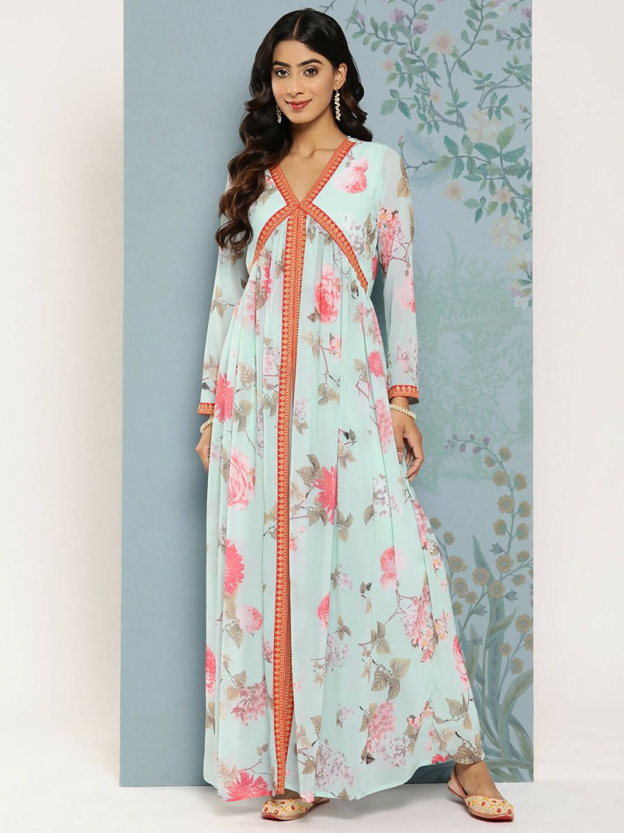 Ahalyaa Women's Traditional wear Kurta Set - Blue | Swadesiicart