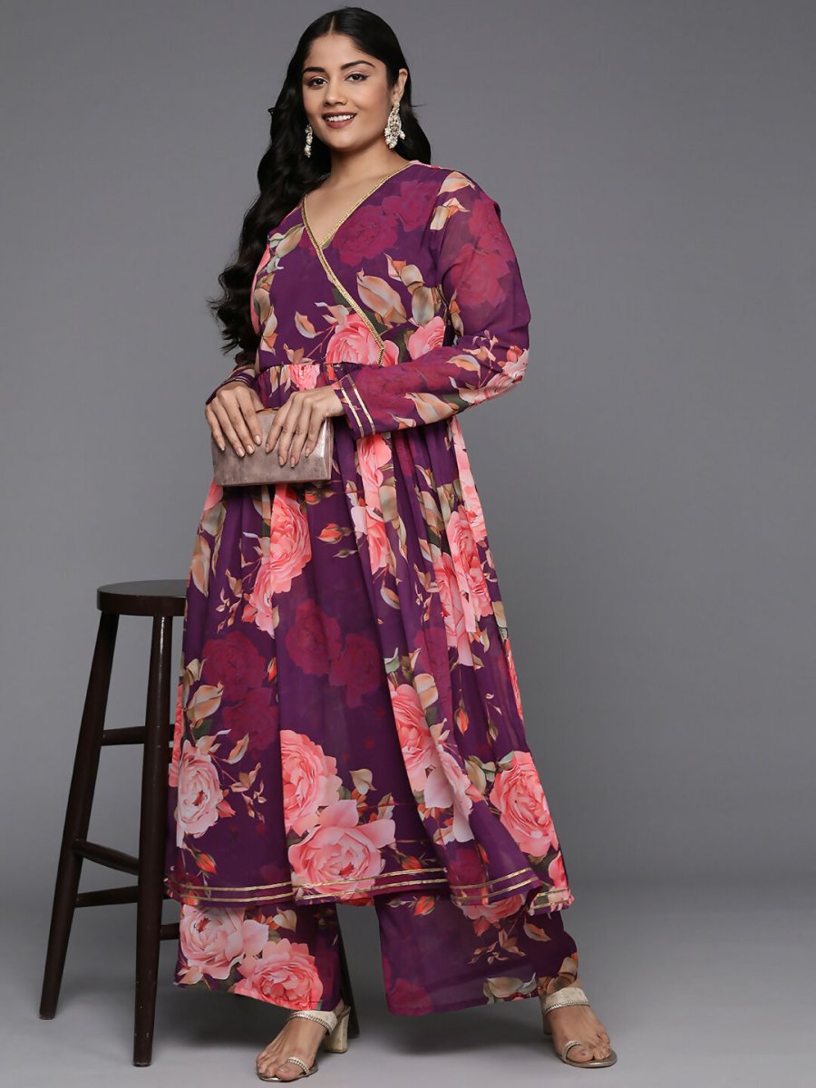 Ahalyaa Women's Traditional wear Kurta Set - Purple | Swadesiicart