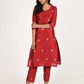 Cheera Women's Beautiful Hand Embroidered Motif All-Over Straight Silk Kurta Set (CH069K)