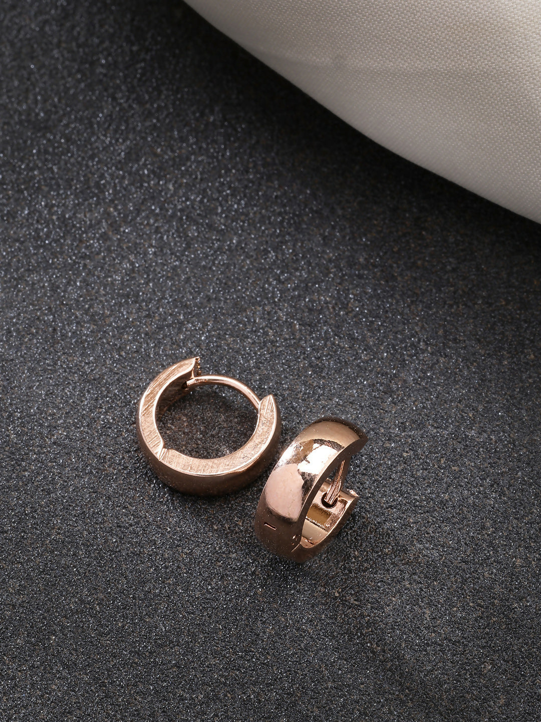 NVR Men's Rose Gold Stainless Steel Hoop Earrings - NR Retail-NVR
