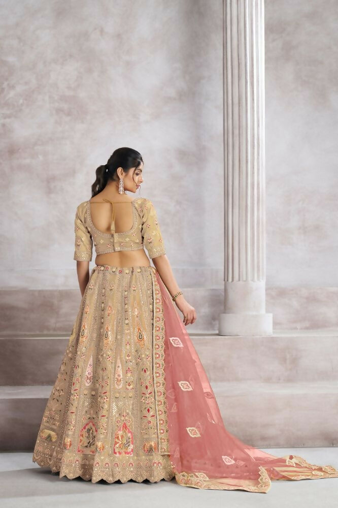 Kesar Fab Light-Baby-Pink Banarasi Silk Hand_Woven Lehenga | Swadesiicart