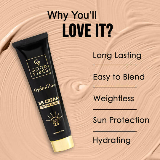 Good Vibes HydraGlow BB Cream SPF 25 with Orange Extract - Rich Walnut - Swadesiicart