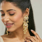 Nuyug 22 K Gold-Plated Elegant Kundan Studded & Pearl Beaded Crescent Shaped Kanauti Earrings | Swadesiicart