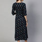Anubhutee Navy Blue Ethnic Motifs Maternity A-Line Midi Dress | Swadesiicart