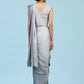 Grey Ombre Satin Georgette Plain Ready to wear Saree with stitched Blouse - Vrinda | Swadesiicart