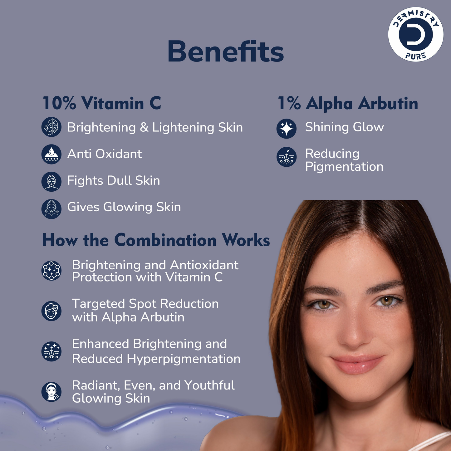 Dermistry 10% Vitamin C 1% Alpha Arbutin Dull Skin Brightening Lightening Fairness Glow Face Serum - Swadesiicart